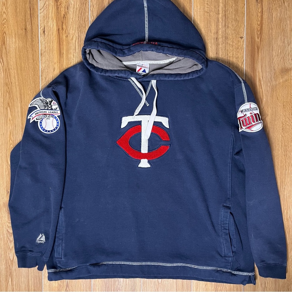 Minnesota Twins Majestic Vintage Hoodie Sweatshirt Large 2000s MLB Official